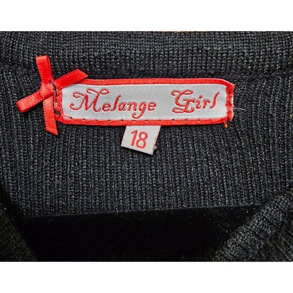 Melange Girl Long-Sleeve Black & Pink Dress With Eyelet Design Size 18 - Picture 4 of 10